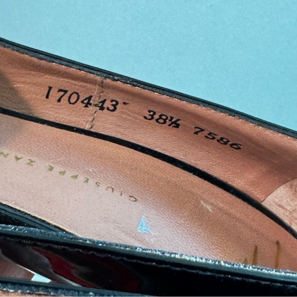 Giuseppe Zanotti Black Patent Leather Peep Toe Pumps Size 38.5 - Picture 8 of 15